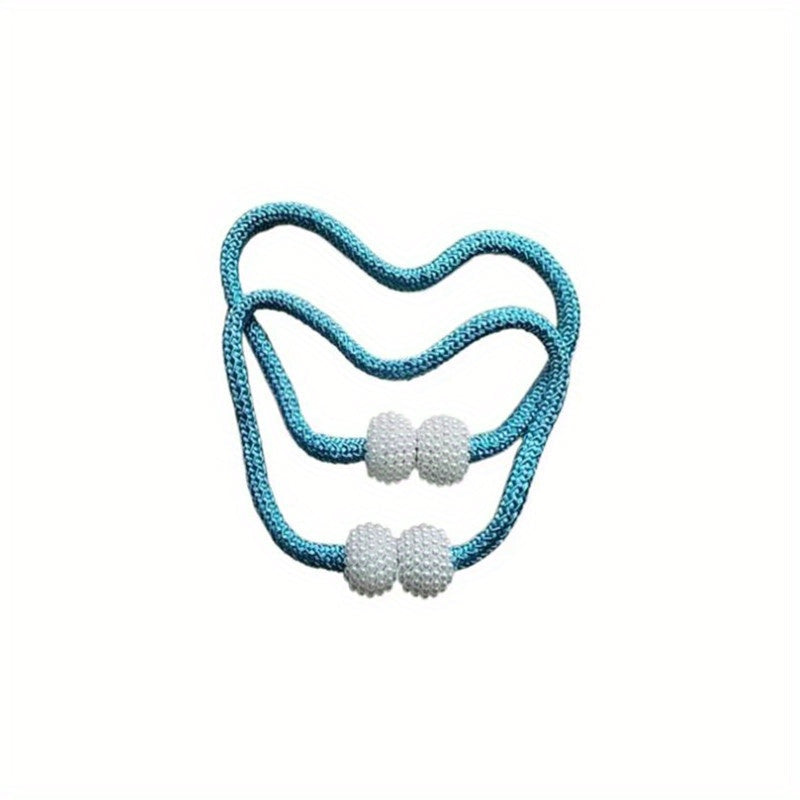 Juego de 2 correas magnéticas para cortinas con perlas falsas, hebillas elegantes para sala de estar, dormitorio, oficina