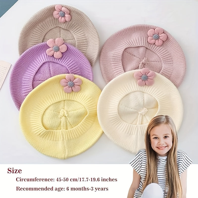 Baby Knitted Wool Beret Hat for 0-3 Year Olds Ear Warmer Autumn Winter Kids Girl Boy