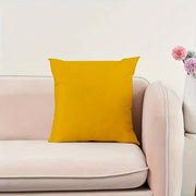 Yellow Contemporary Sofa Pillow Cover with Zipper Closure, Machine Washable