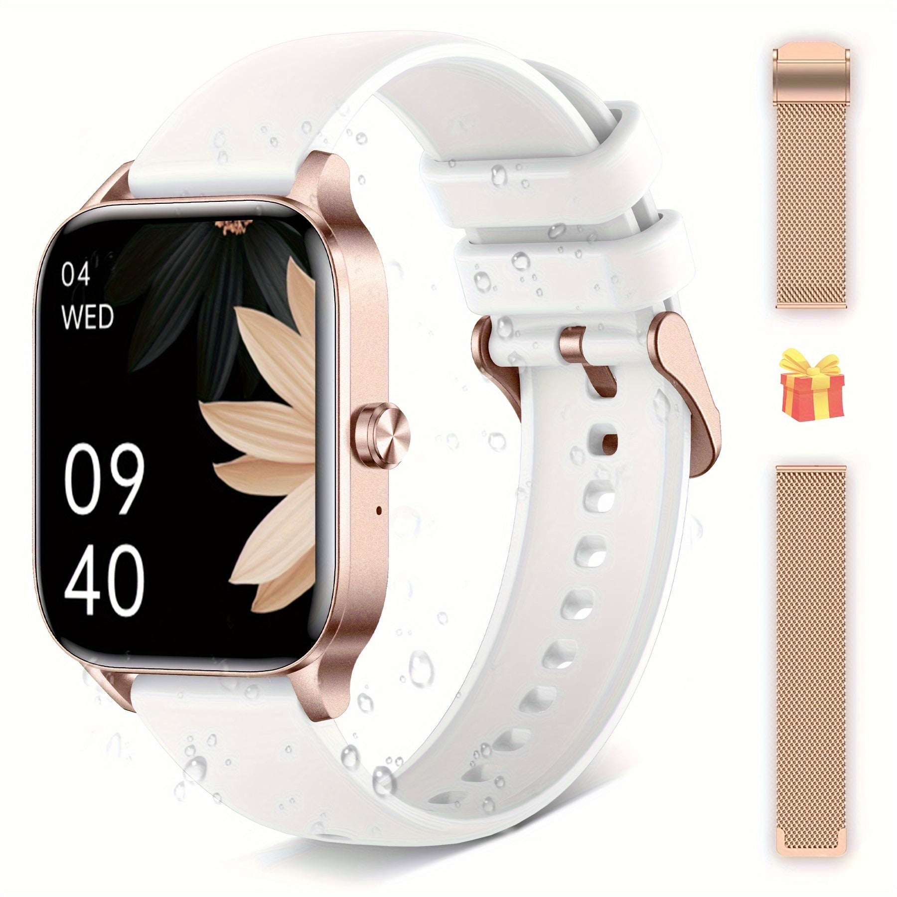 Smart Watch for Women and Men with 1.85 Inch HD Screen Fitness Tracker Calls IP68 Waterproof AI Voice Weather Reminders