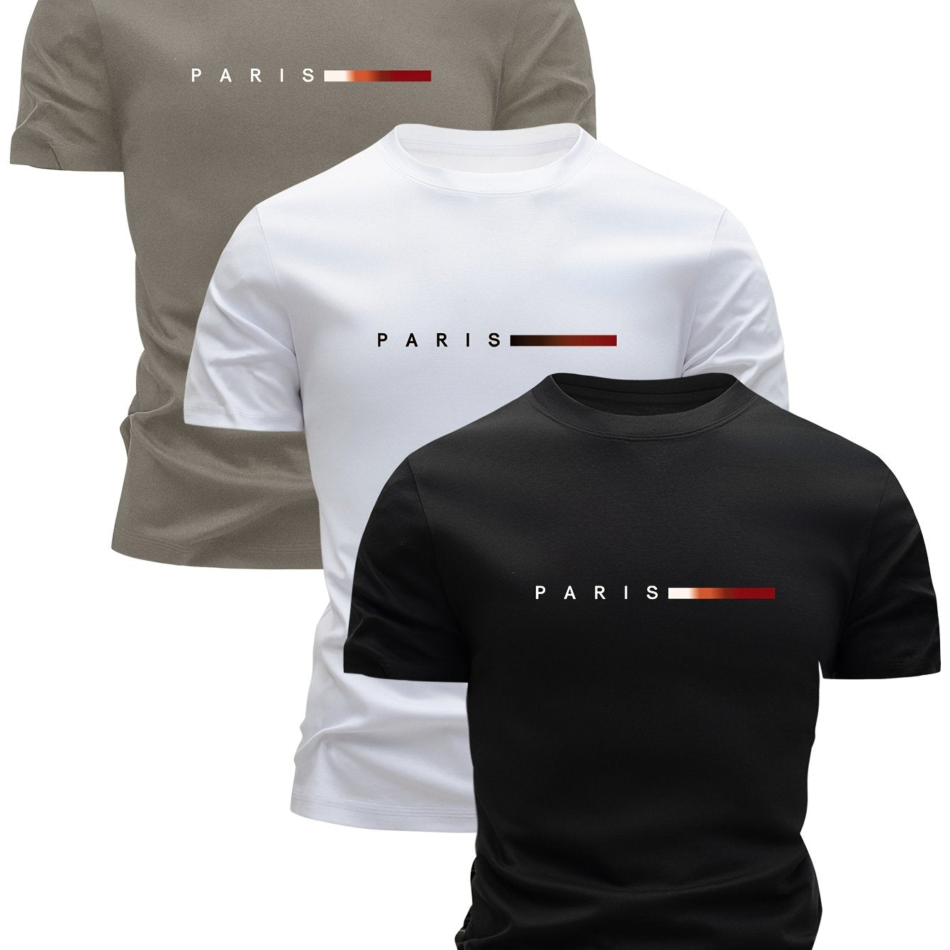 Pack de 3 camisetas de algodón de cuello redondo para verano, deportes, casual, hombres y mujeres