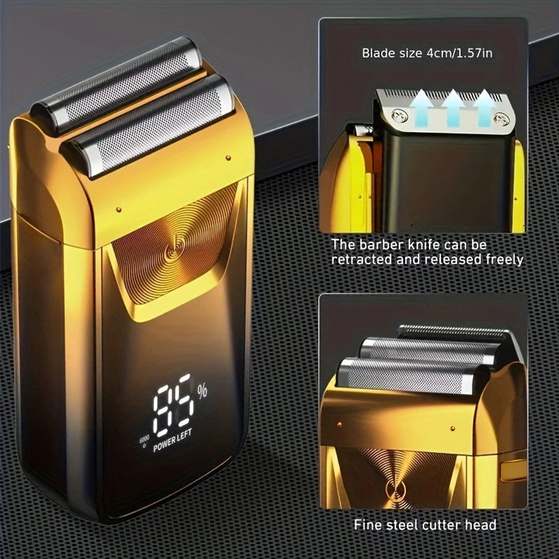 Electric razor with LED display adjustable speed USB rechargeable stainless steel body trimmer hair clipper foil ideal gift