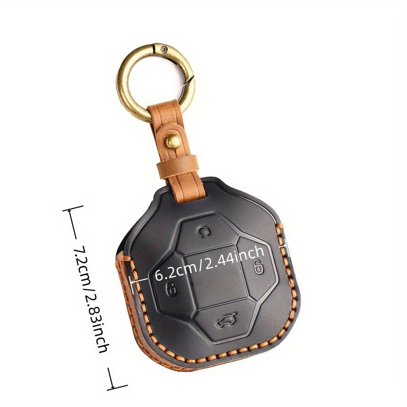 Universal PU Car Key Fob Cover Fit for Smart Key with Chain and Button Protector