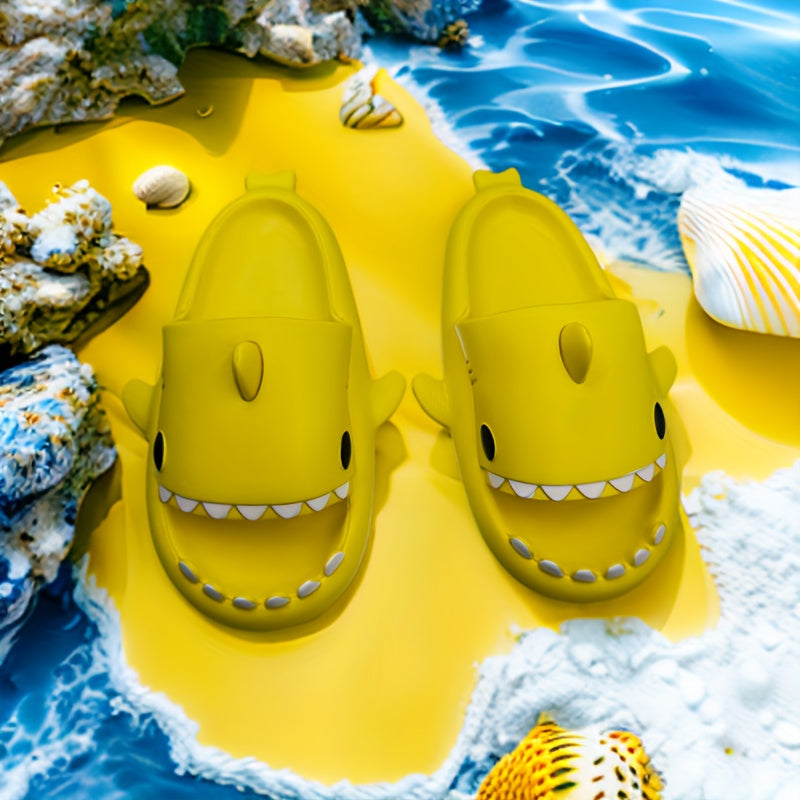 Легкие мультяшные шлепанцы-акулы для мальчиков и девочек, лето, EVA, открытый носок, нескользящие