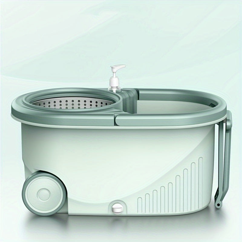 2pcs Teal Spin Mop and Bucket System with Wheels Microfiber High Absorbency