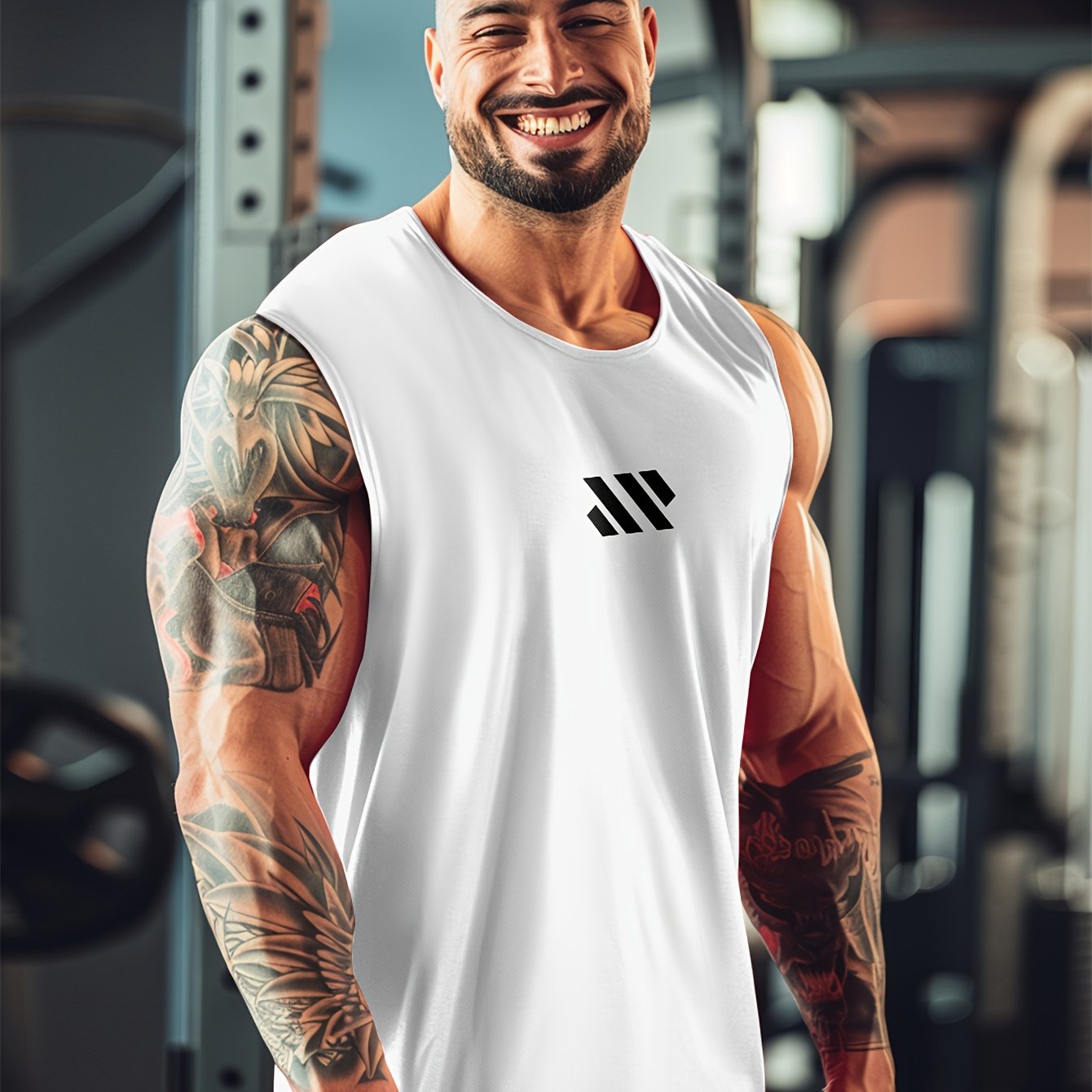 Men's Sleeveless Tank Top with Stripe Pattern Quick Dry Summer Fitness Outdoor Running