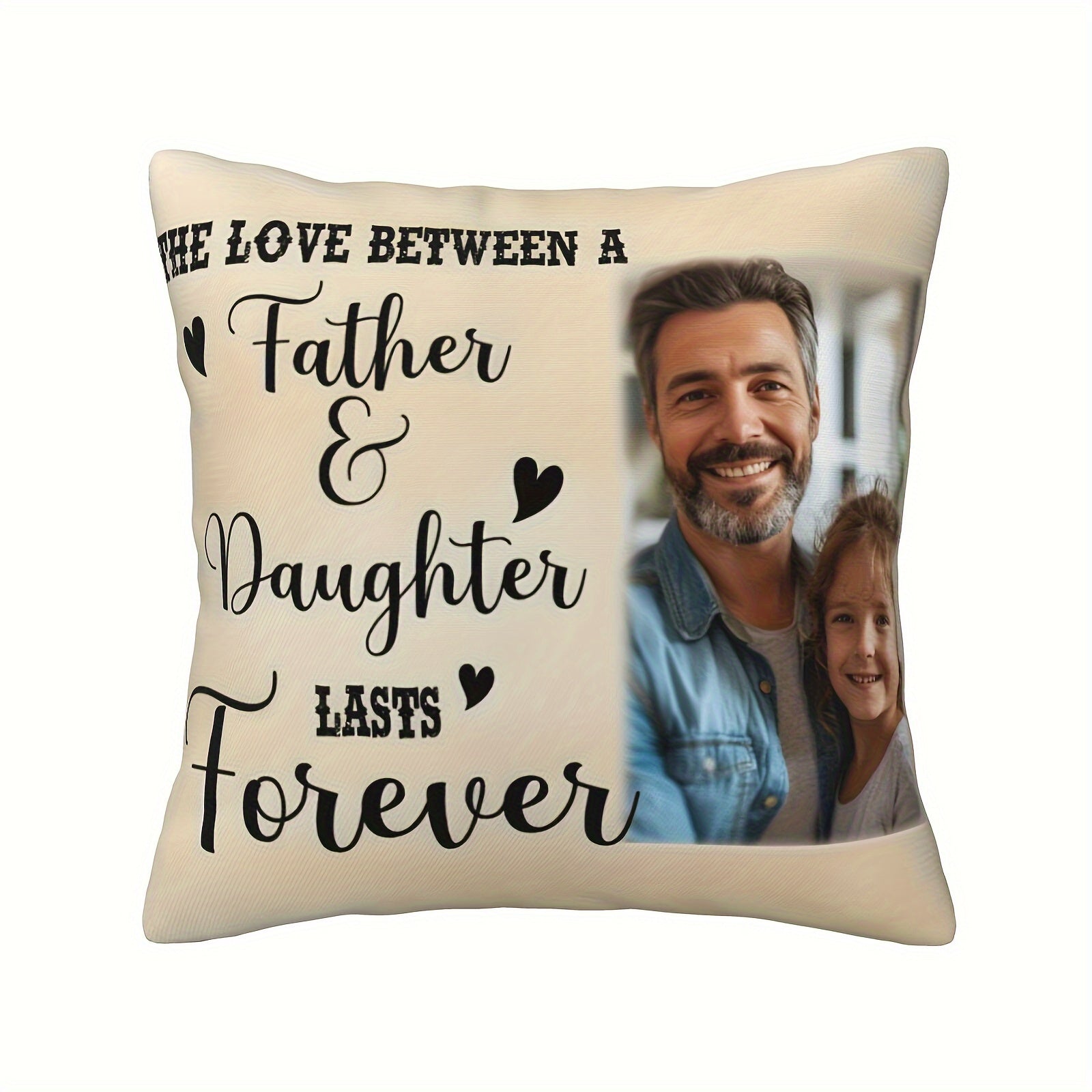 Custom Father Daughter Photo Pillowcase Soft Polyester Gift for Dad Home Decor