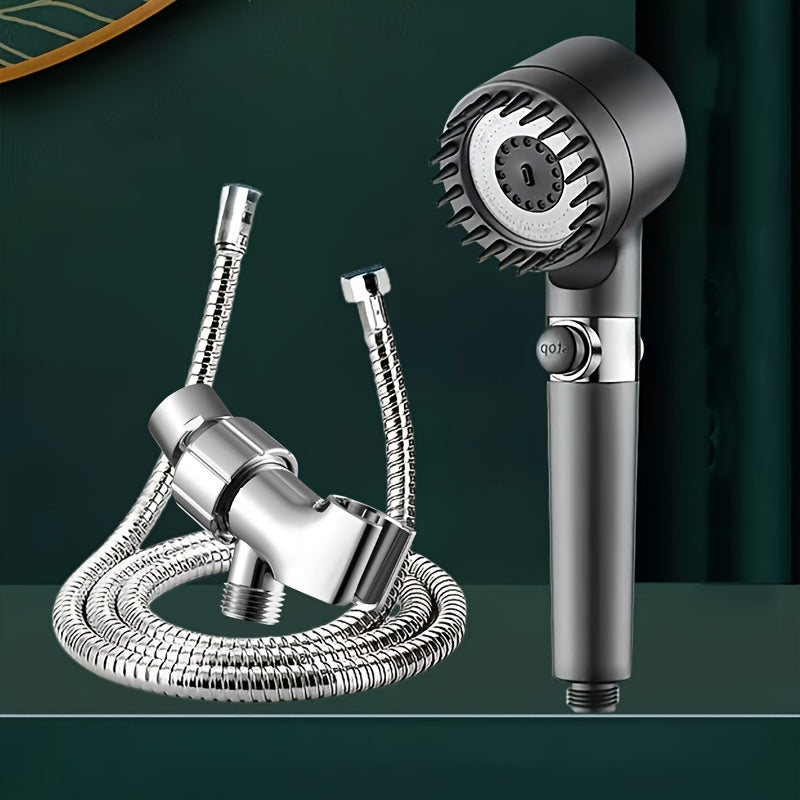 Cabezal de ducha de alta presión ajustable con panel de acero inoxidable de un toque para detener el agua