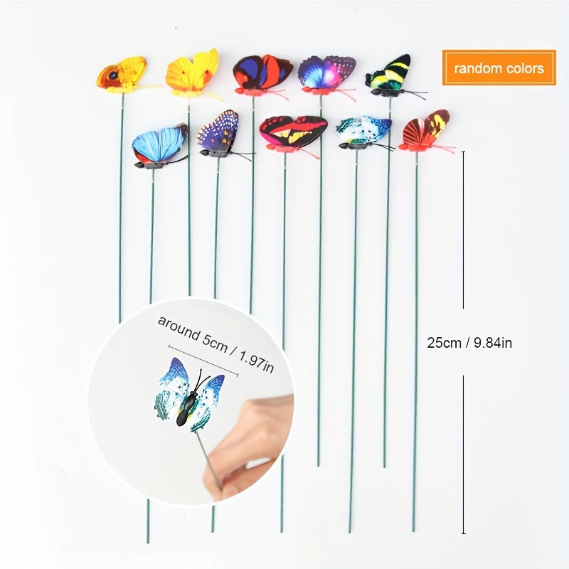 10 Pieces Colorful 3D Butterfly Garden Stakes for Outdoor Decoration