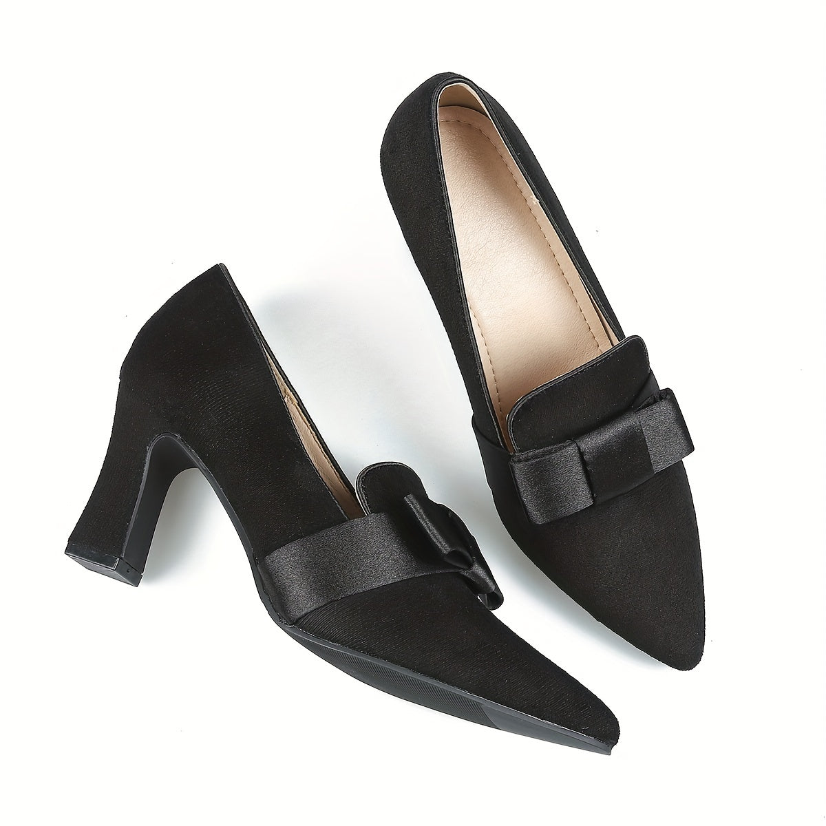 Ayollar uchun bir rangli bowknot slip-on nuqtali oyoq boti konusli tagli poyafzal