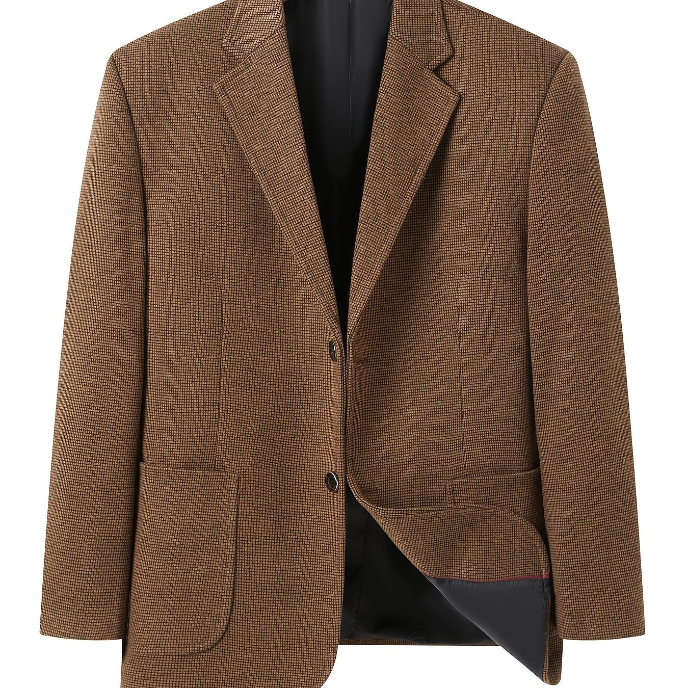 Blazer de cuadros para hombre, ajuste regular, de un solo botón, con cuello de solapa, poliéster y viscosa, para otoño e invierno