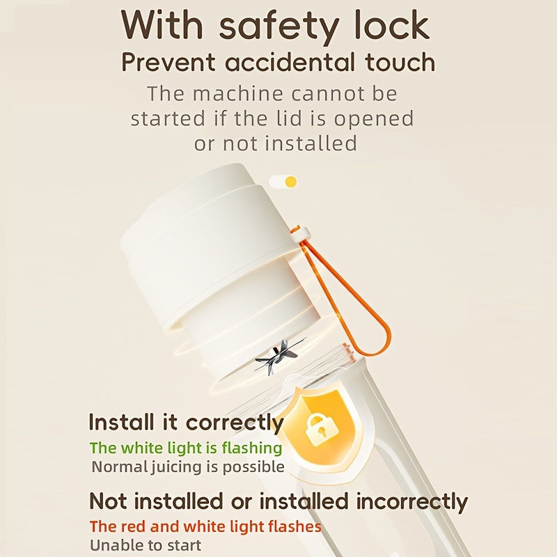 Rechargeable USB Blender Cup 450ml with 12-Blade System, Portable for Travel and Home