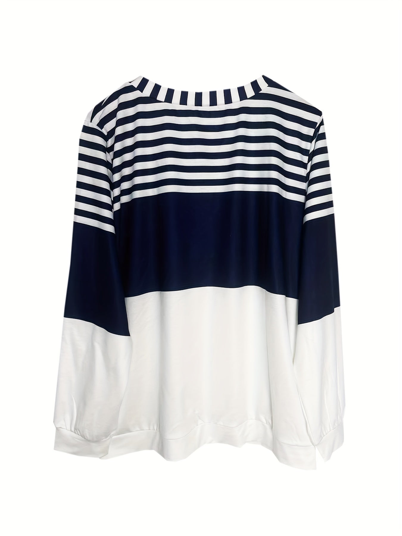 Плюс сайз женский оверсайз свитшот с полосками и цветными блоками с длинным рукавом