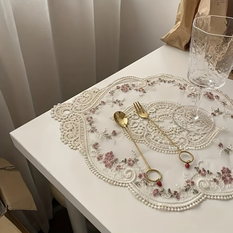 French Lace Embroidered Placemat Set for Dining Table and Decor