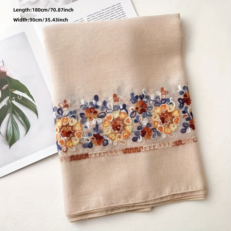 Cotton-Linen Bohemian Scarf for Travel and Beach Wind-Resistant Wrap with Jacquard Pattern