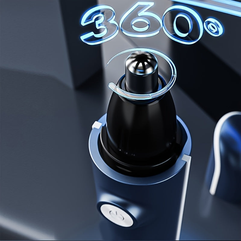3-in-1 Electric Nose Ear Hair Trimmer with Eyebrow Groomer USB Rechargeable Men Blue Black