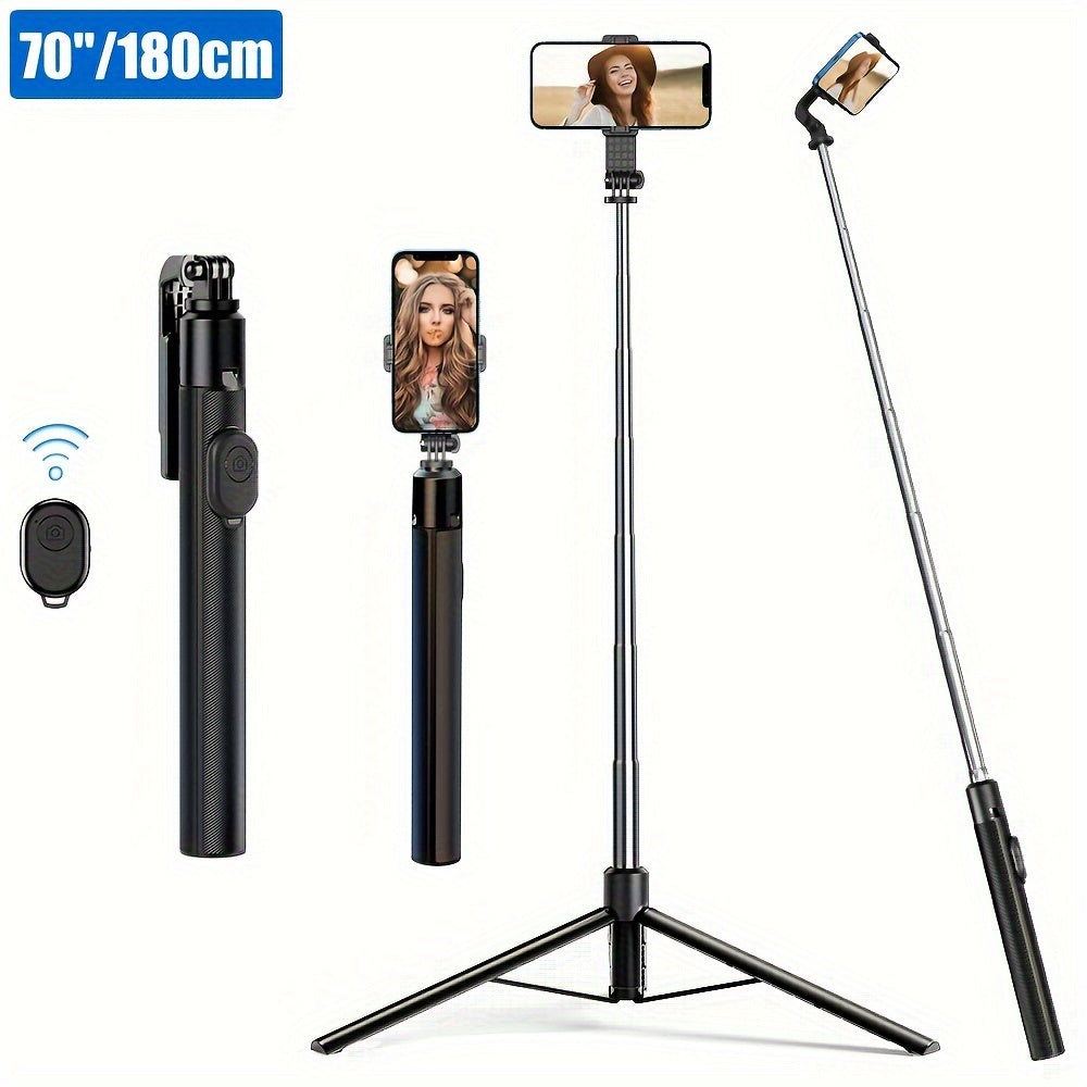 Selfie Stick Tripod with Wireless Remote Extends to 177.8 cm for Cell Phones and Smartphones