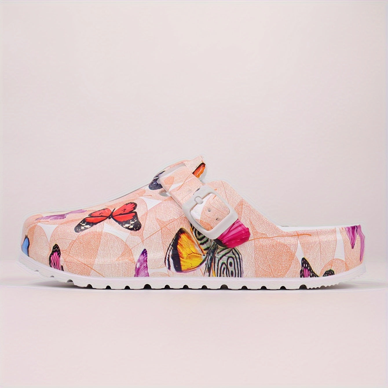 Women's Butterfly Print Garden Clogs Lightweight Slip-On Mules