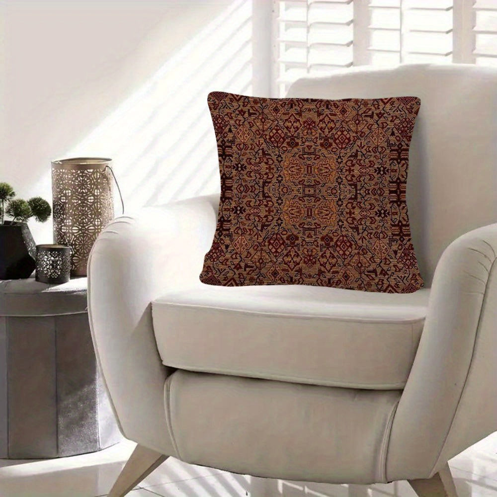 Bohemian Style Golden Brown Double-Sided Pillow Cover 45x45cm Decorative Cushion Cover for Sofa Bedroom