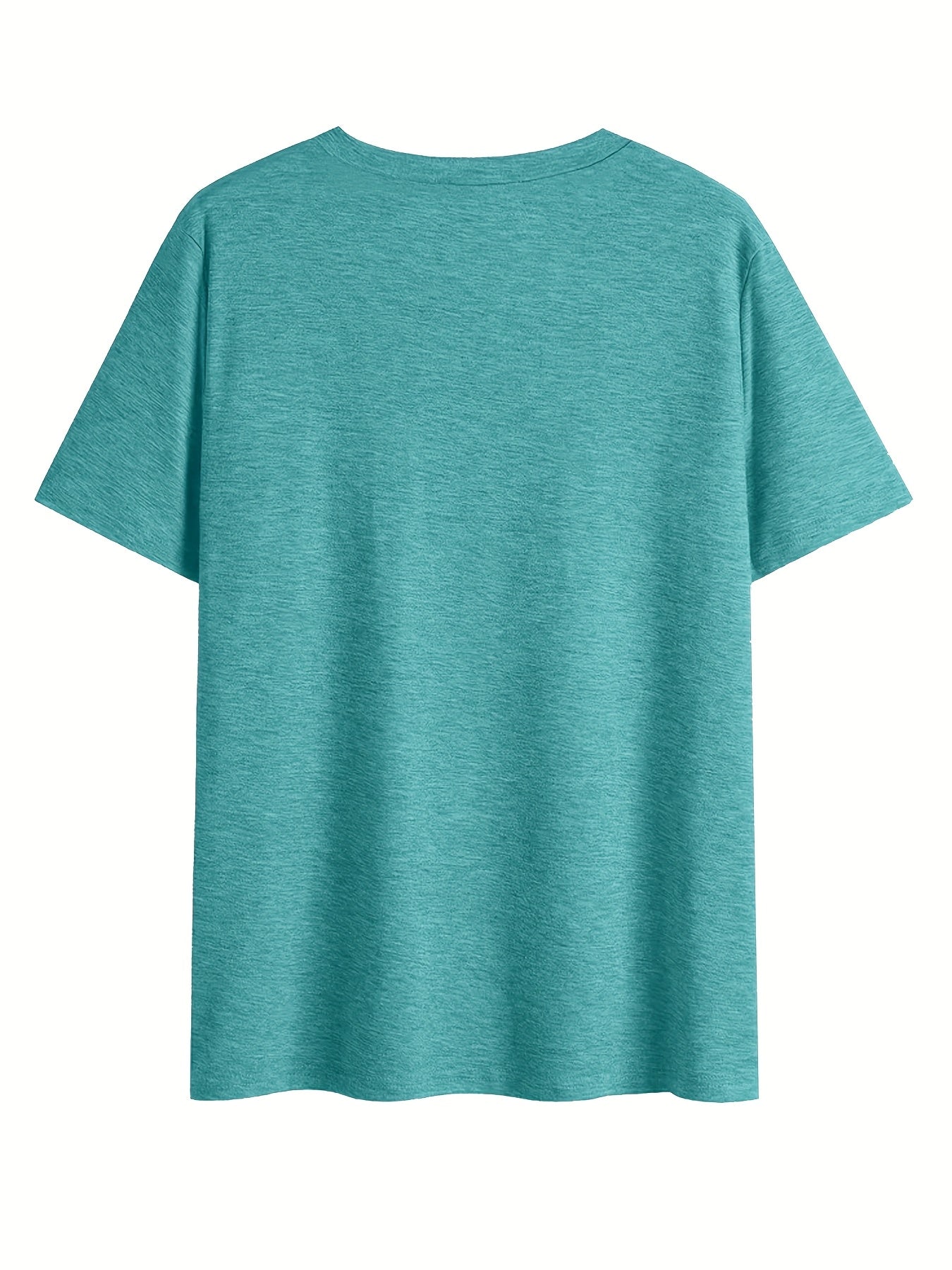 Women's V-Neck Short Sleeve T-Shirt Lightweight Polyester Summer Teal Geometric