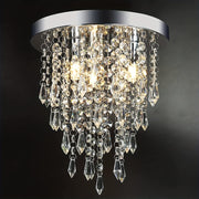 Mini Crystal Flush Mount Ceiling Light Fixture with Chrome Finish for Bedroom Living Room Hallway Bar