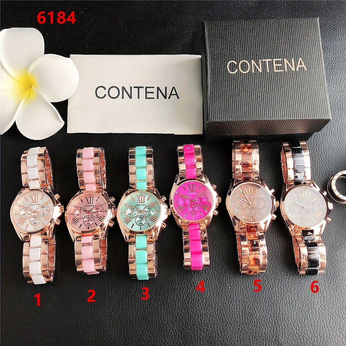 Reloj de mujer en oro rosa con cuarzo, fases lunares y calendario, pulsera de acero inoxidable