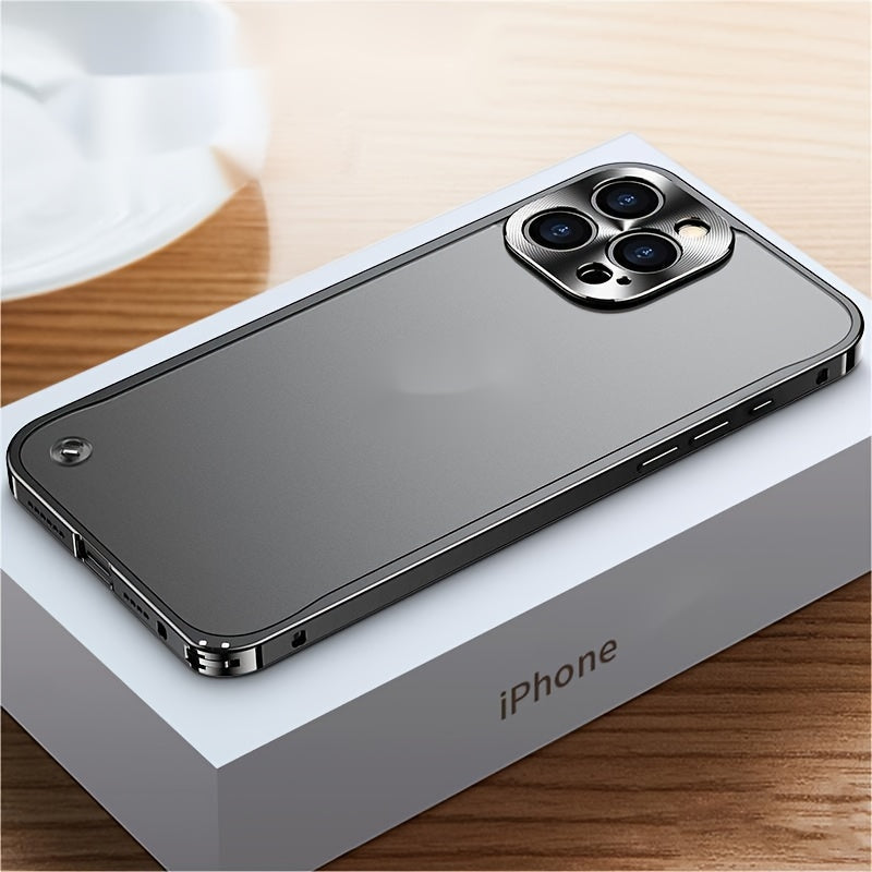 Seahorse Buckle Borderless Metal Phone Case for iPhone 11-15 Mini Plus Pro Max