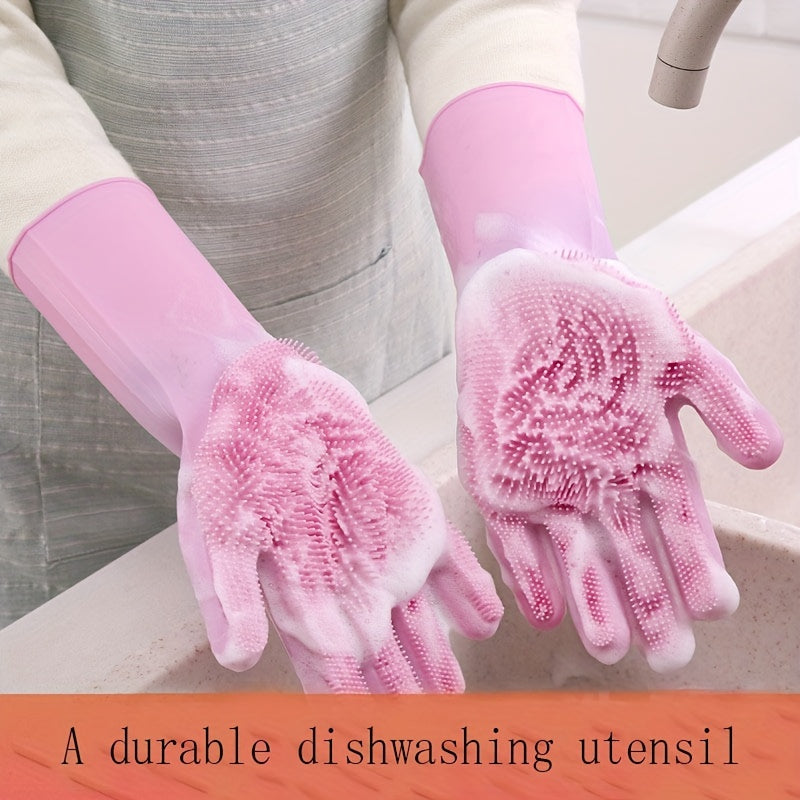 Waterproof Silicone Gloves for Kitchen Dishwashing and Pet Bathing High Temp Resistant