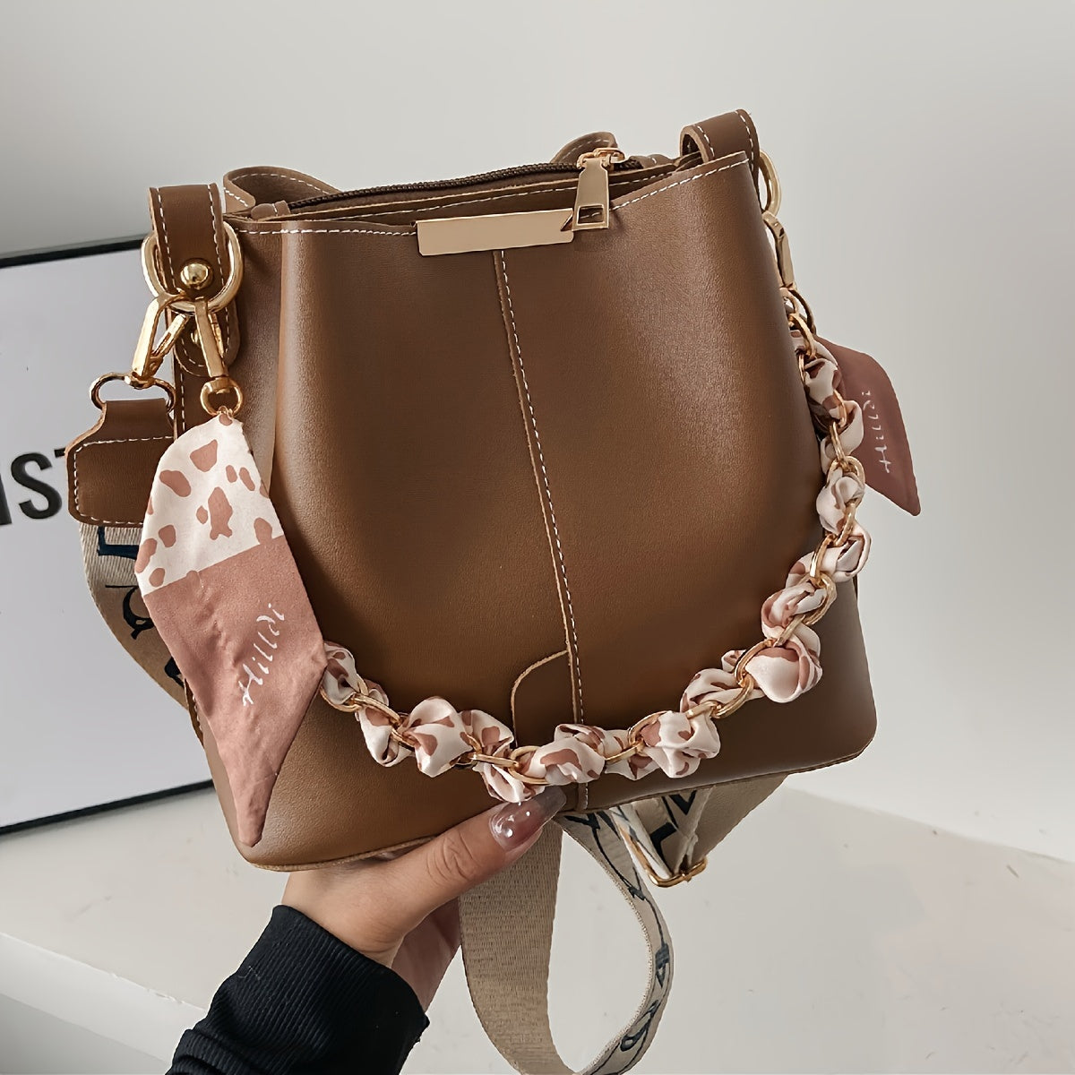 Women's Bucket Bag Crossbody Shoulder Bag Solid PU Casual Everyday