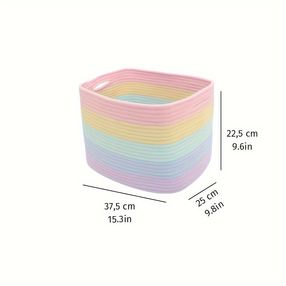 Multi-Color Cotton Rope Storage Baskets Set for Toy and Towel Organization