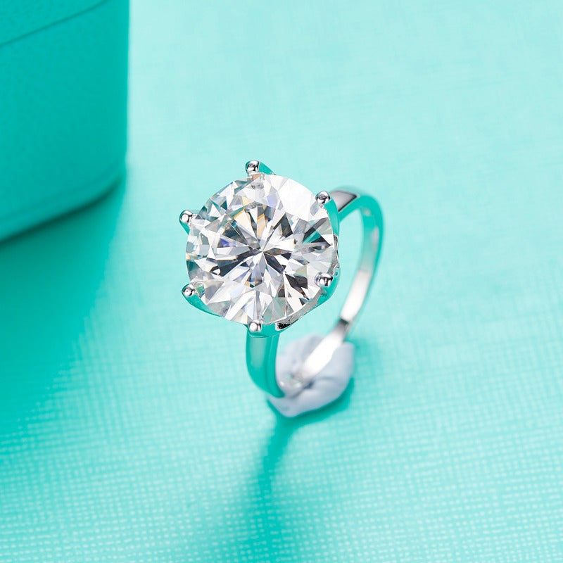 925 Silver Moissanite uzuk 18K oltin qoplama bilan, 1-10 karat o'lchamdagi to'y zargarlik buyumlari