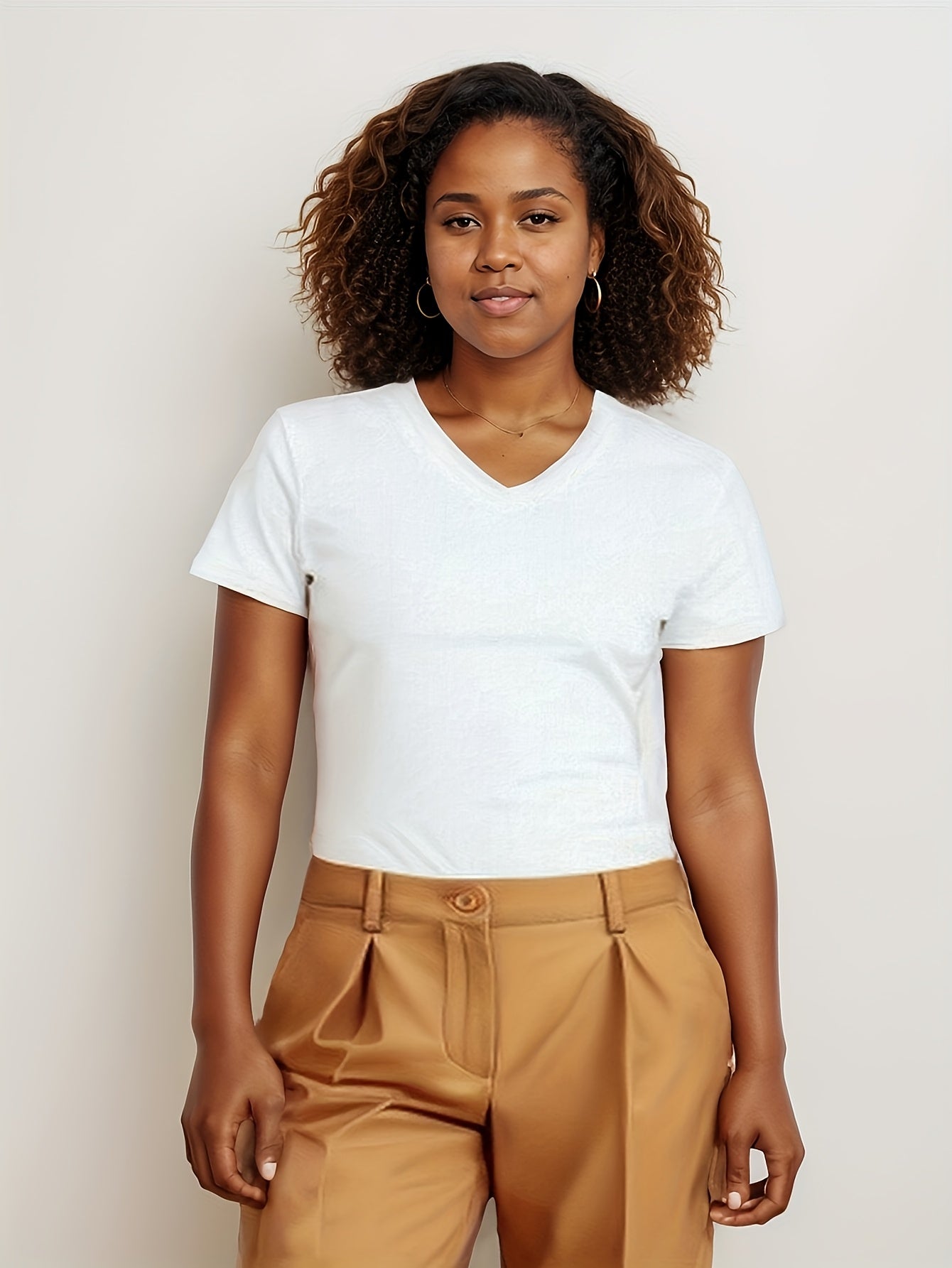 Plus Size Women's V-Neck Yoga T-Shirts Breathable Summer Short Sleeve Set in Lime Green White Black