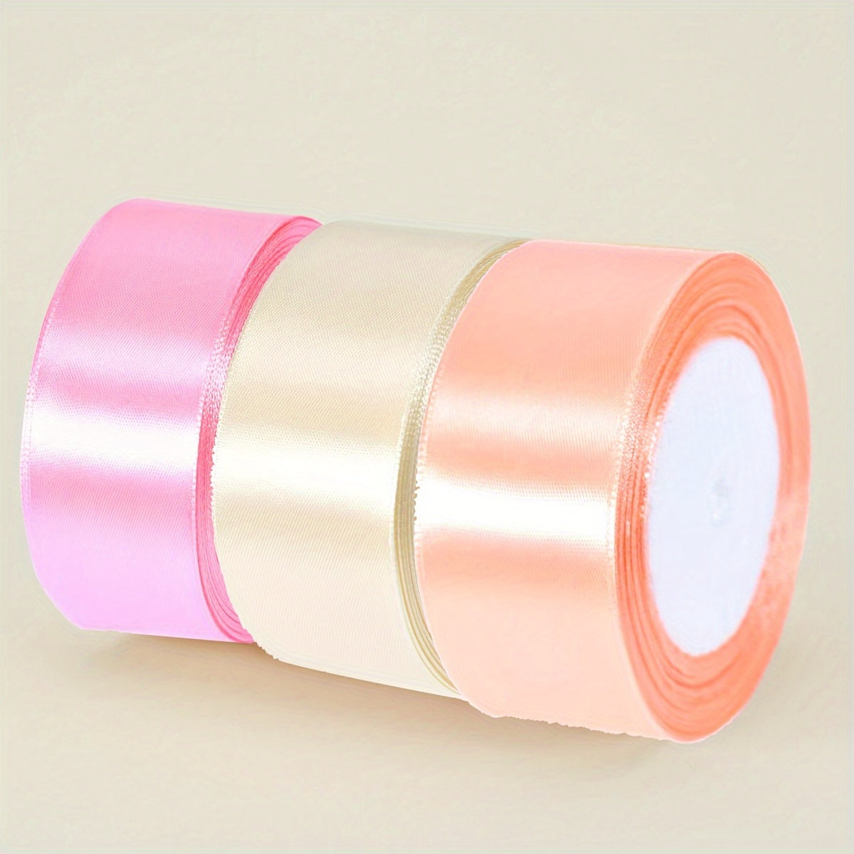 Satin Ribbon Pack 3 Pieces 4cm Wide 22m Long for Wedding Cake Decoration and DIY Crafts