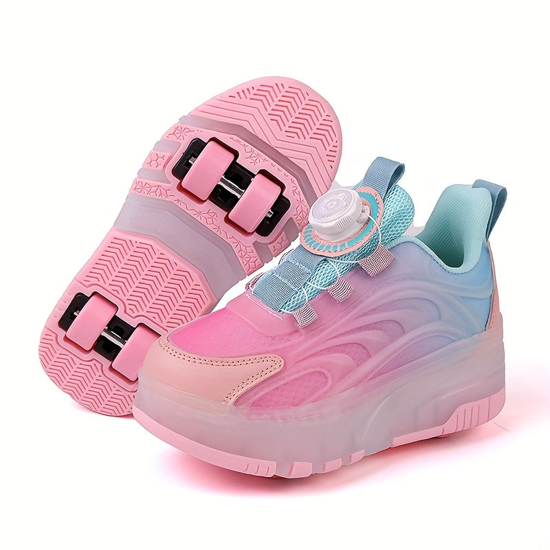 Розовые и синие роликовые коньки для детей, дышащие, легкие, прочные, всесезонные, для уличных видов спорта