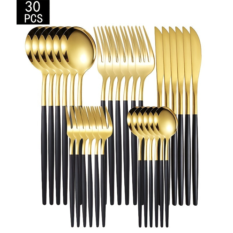 30-Piece Stainless Steel Tableware Set for Hotel Restaurant Kitchen Use