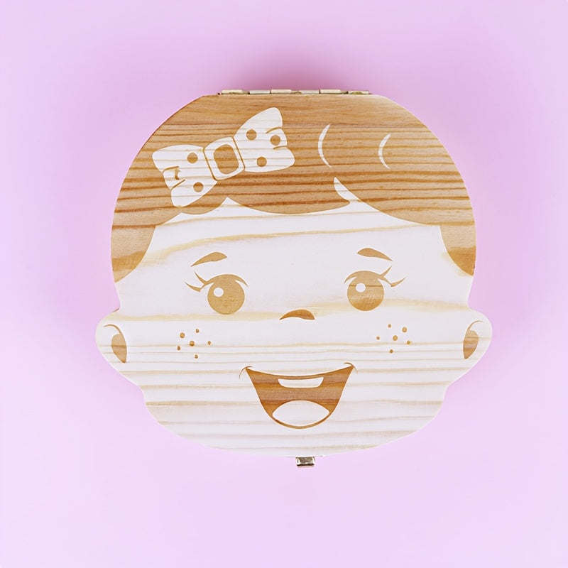 Kids Keepsake Box Natural Wood with Compartments for Baby Teeth and Umbilical Cords