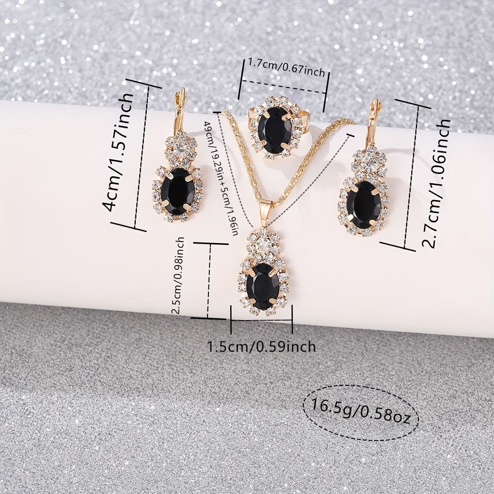 Set of 5 Starry Rhinestone Quartz Watches with PU Wristbands and Synthetic Gem Jewelry Set