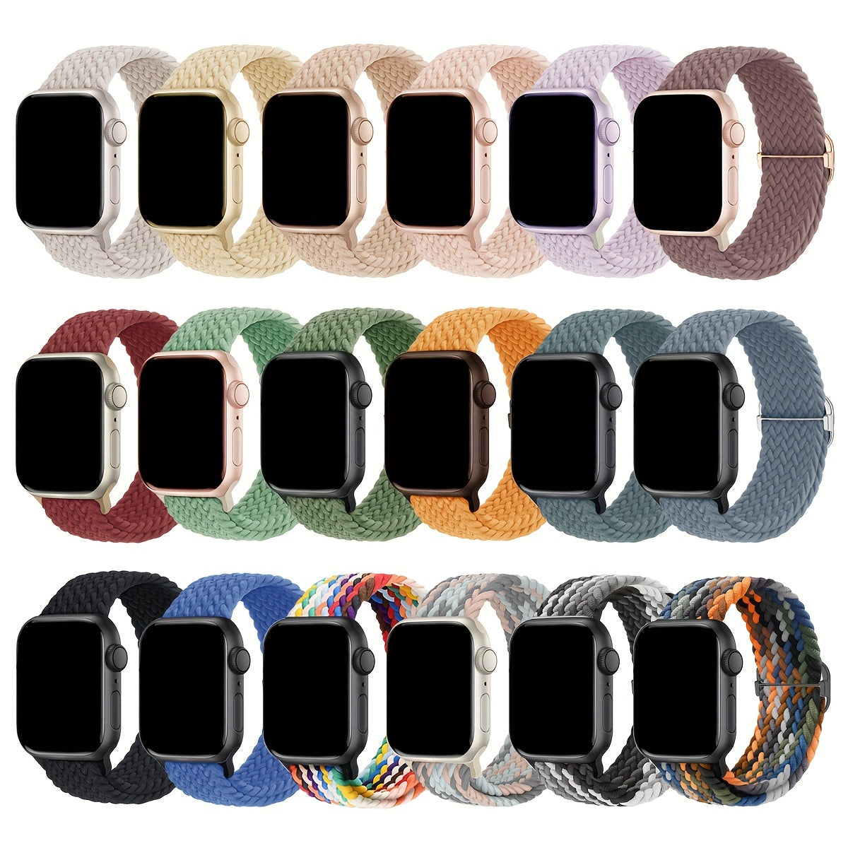 Correa de reloj inteligente trenzada de nylon elástica multicolor para IWatch