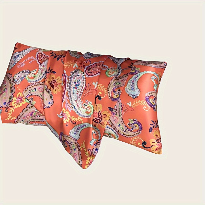 Satin Pillowcase with Digital Floral Design, Soft, Stain-Resistant Bedding for Women