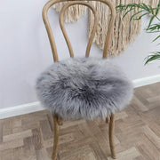 Grey Faux Fur Area Rug and Chair Pad Set, Cozy, 12-Inch Seat Cover