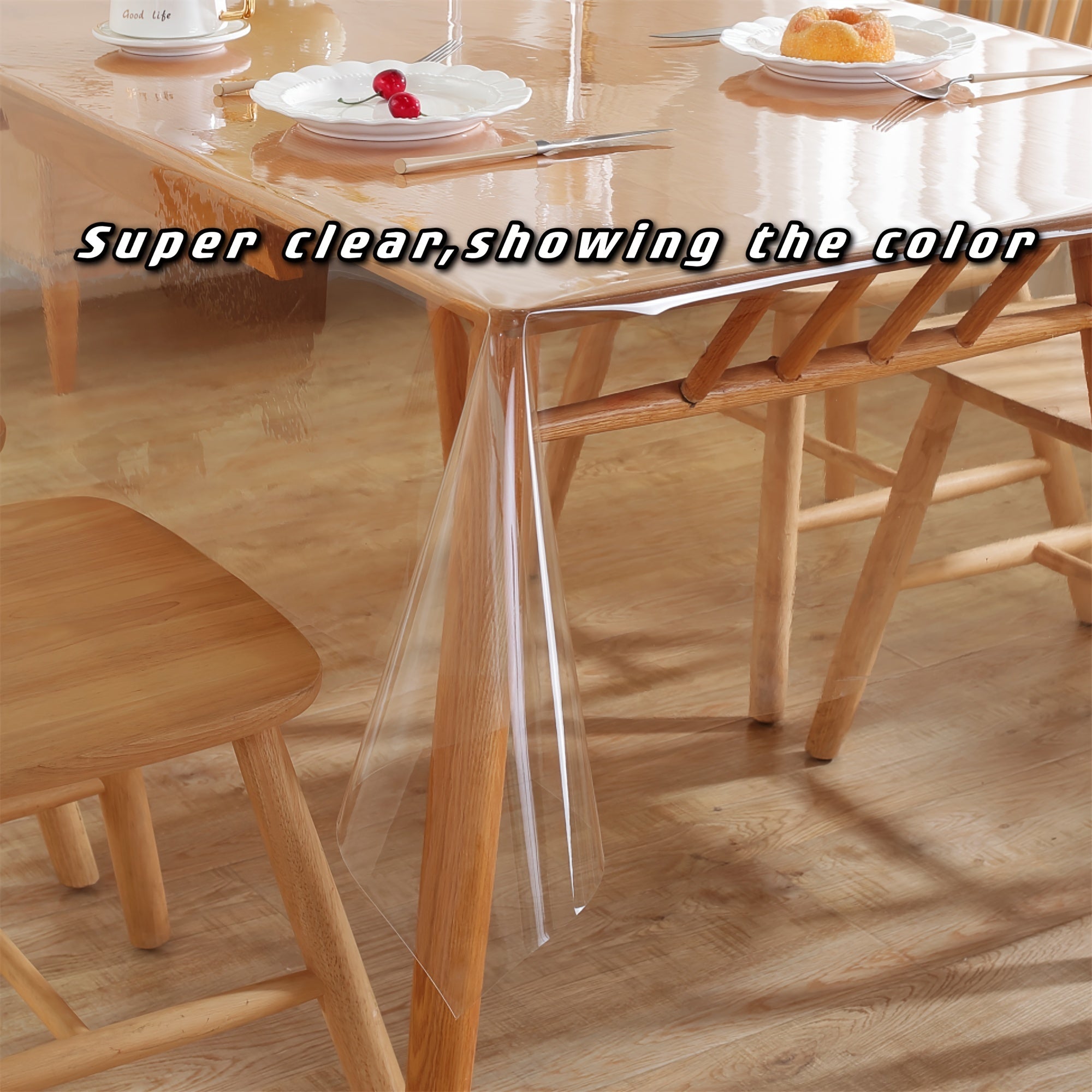 PVC Tablecloth Waterproof Stain-Resistant Heat-Resistant Easy to Clean for Home Use