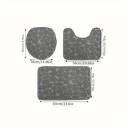 Set of 3 Geometric Bath Rugs with Memory Foam Non-Slip Bathroom Mats