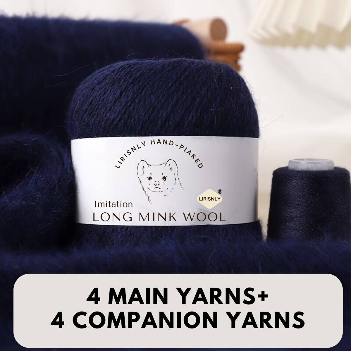 Multicolor Faux Mink Wool and Long Wool Knitting Yarn Set for Scarves Sweaters Hats 280g