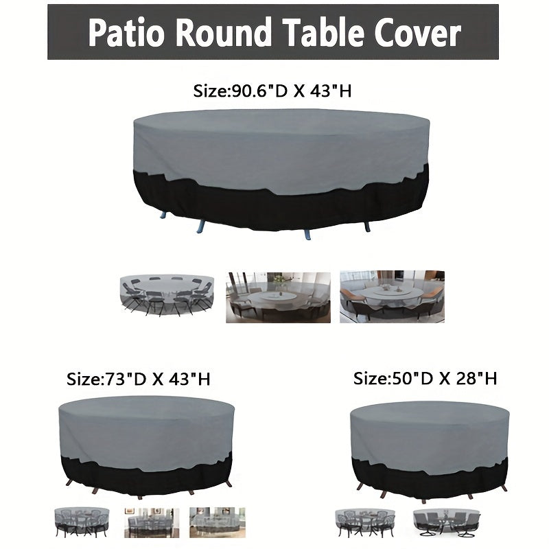 Round Patio Furniture Cover 210D Oxford Cloth Waterproof All-Season Outdoor Protection