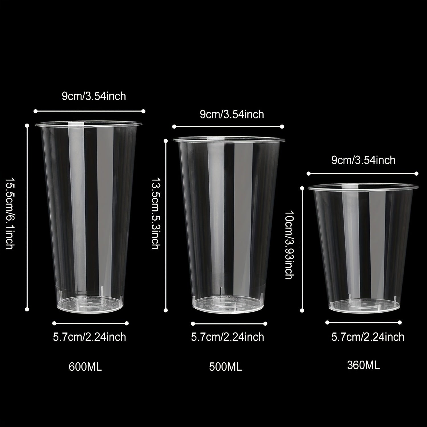 Frosted Plastic Cups with Lids 600ml 500ml 360ml Dishwasher Safe Eco-Friendly