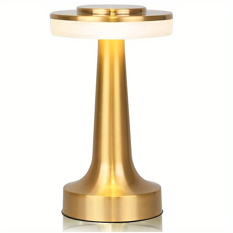 Golden LED Table Lamp Touch Control 3-Level Brightness Rechargeable Metal