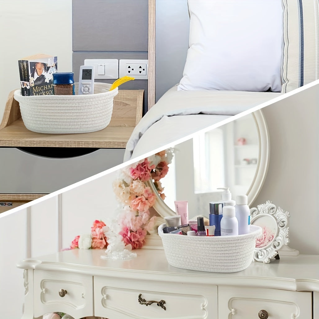 Cesta tejida pequeña con bolsa de regalo y lazo para regalar o almacenar