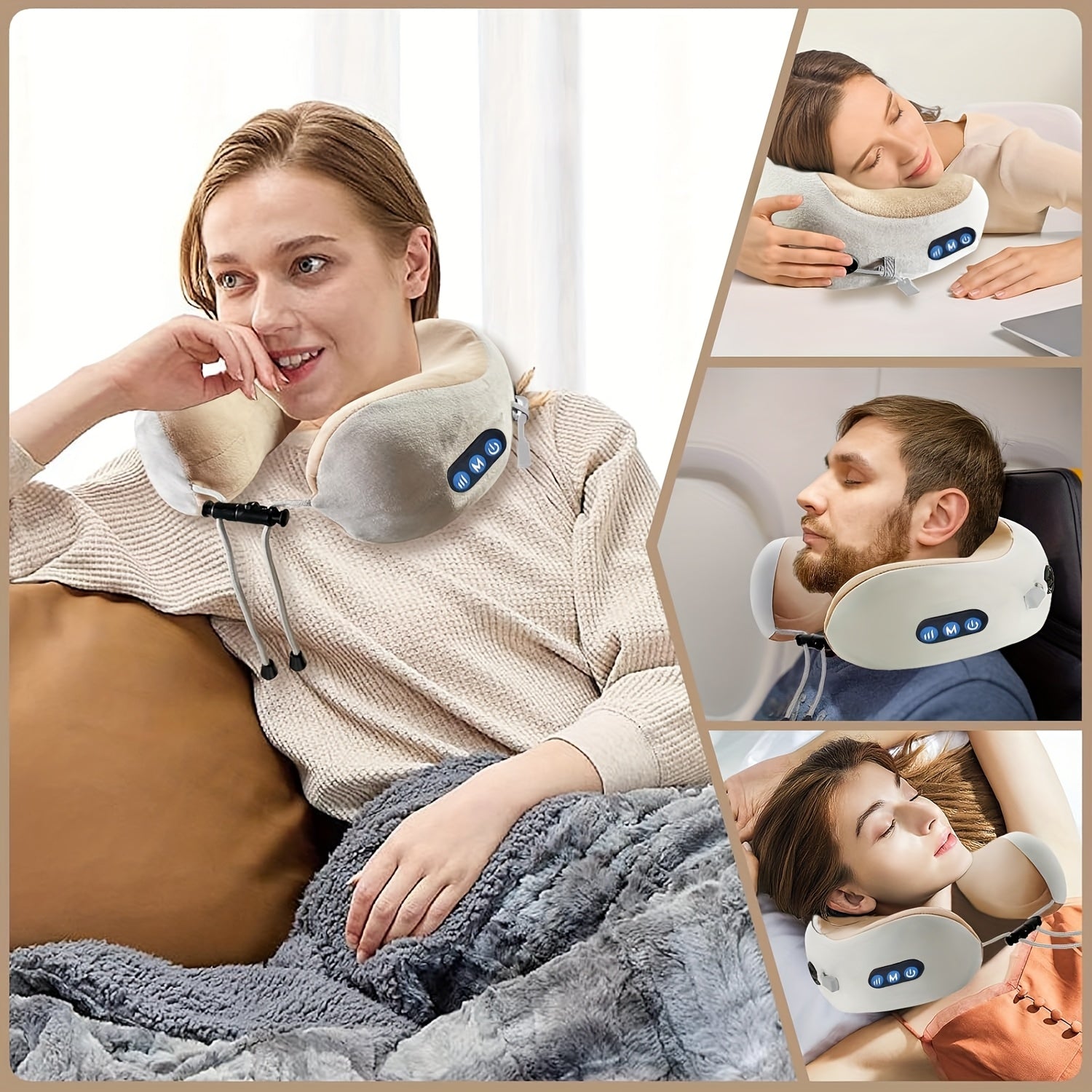 Electric Neck Massager with Heat and Memory Foam Pillow for Deep Kneading and Relaxation