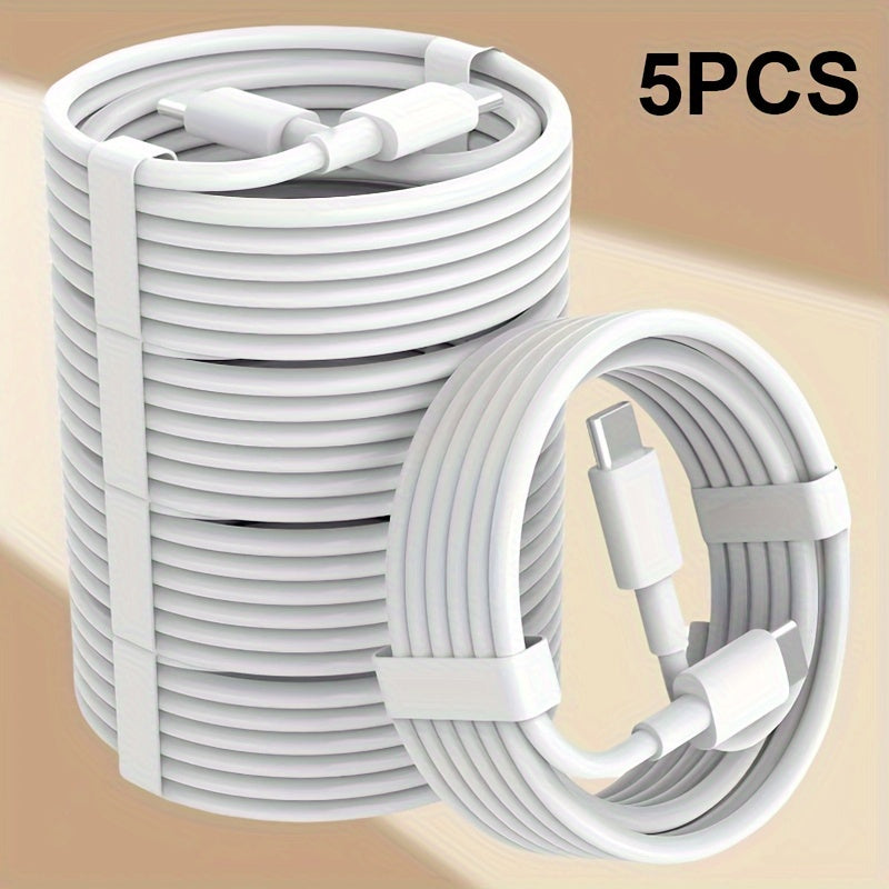 5 Pack USB-C Fast Charging Cables for Apple Devices Data Sync Compatible