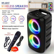 Wireless Bluetooth Speaker with Subwoofer Microphone Lights 10W High-Res Audio